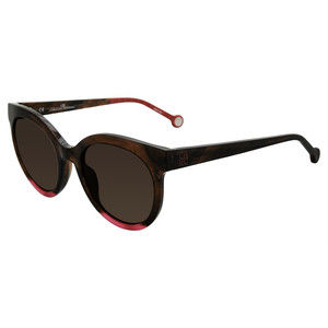 Carolina Herrera Women's Round Brown Horn Sunglasses